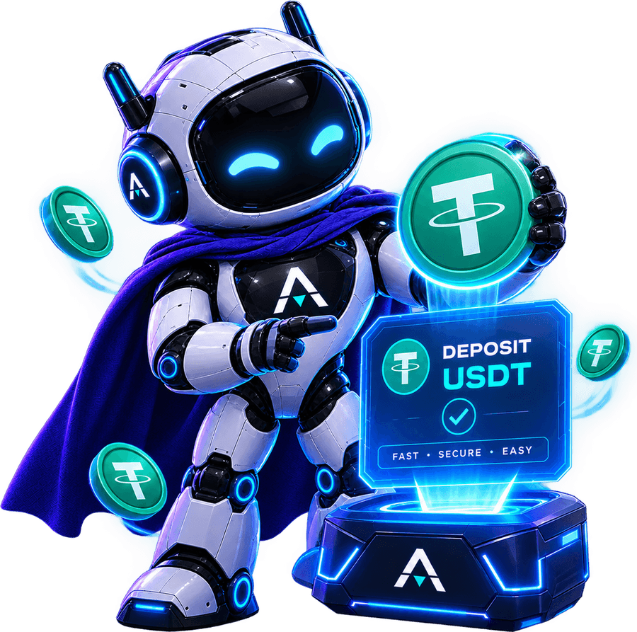 The OxMarry bot holding USDT next to a Deposit USDT panel